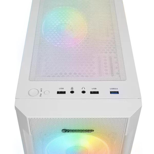 Rampage VIGILANT Mesh 650W 80+ BRONZE Beyaz Temperli Camlı 4x12cm RGB Fan ATX Mid-T Gaming Oyuncu Kasası