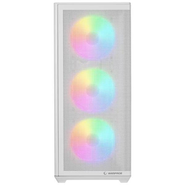 Rampage VORTEX V3 Beyaz Mesh Temperli Cam 4*RGB Fan + Hub E-ATX Gaming Kasa