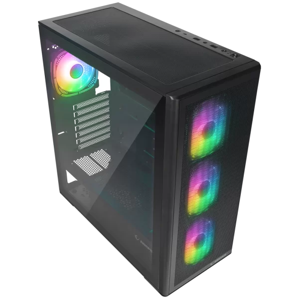 Rampage VORTEX V3 Siyah Mesh Temperli Cam 4*RGB Fan + Hub E-ATX Gaming Kasa