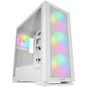 Rampage VANGUARD V2 Beyaz Mesh Easy Temperli Cam Type-C+Usb3.0  4*RGB Fan+Hub E-ATX Big-T Gaming Kasa