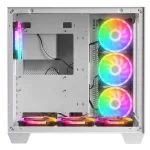 Rampage ICEWAVE Beyaz Temperli Camlı 7*12cm ARGB Fan+Kontrolcü Transparan E-ATX Mid-T Gaming Oyuncu Kasası