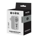 S-link SL-011 16A/250V 750 Joule 2 Usb 1 Type C Isıya Duyarlı Devre ve Akım Korumalı Tekli Priz