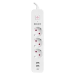 S-link SPG03TC 2 Usb +1Type C 5V2.4A 1.5m3 lü 3 lü Anahtarlı Akım Korumalı Beyaz Priz