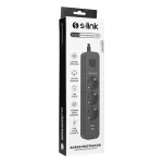 S-link SPG03U 2 Usb +1Type C 5V2.4A 1.5m 3x1.00mm 3 lü Anahtarlı Akım Korumalı Siyah Priz