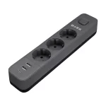 S-link SPG03U 2 Usb +1Type C 5V2.4A 1.5m 3x1.00mm 3 lü Anahtarlı Akım Korumalı Siyah Priz