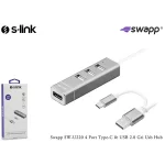 S-link Swapp SW-U220 4 Port Type-C & USB 2.0 Gri Usb Hub