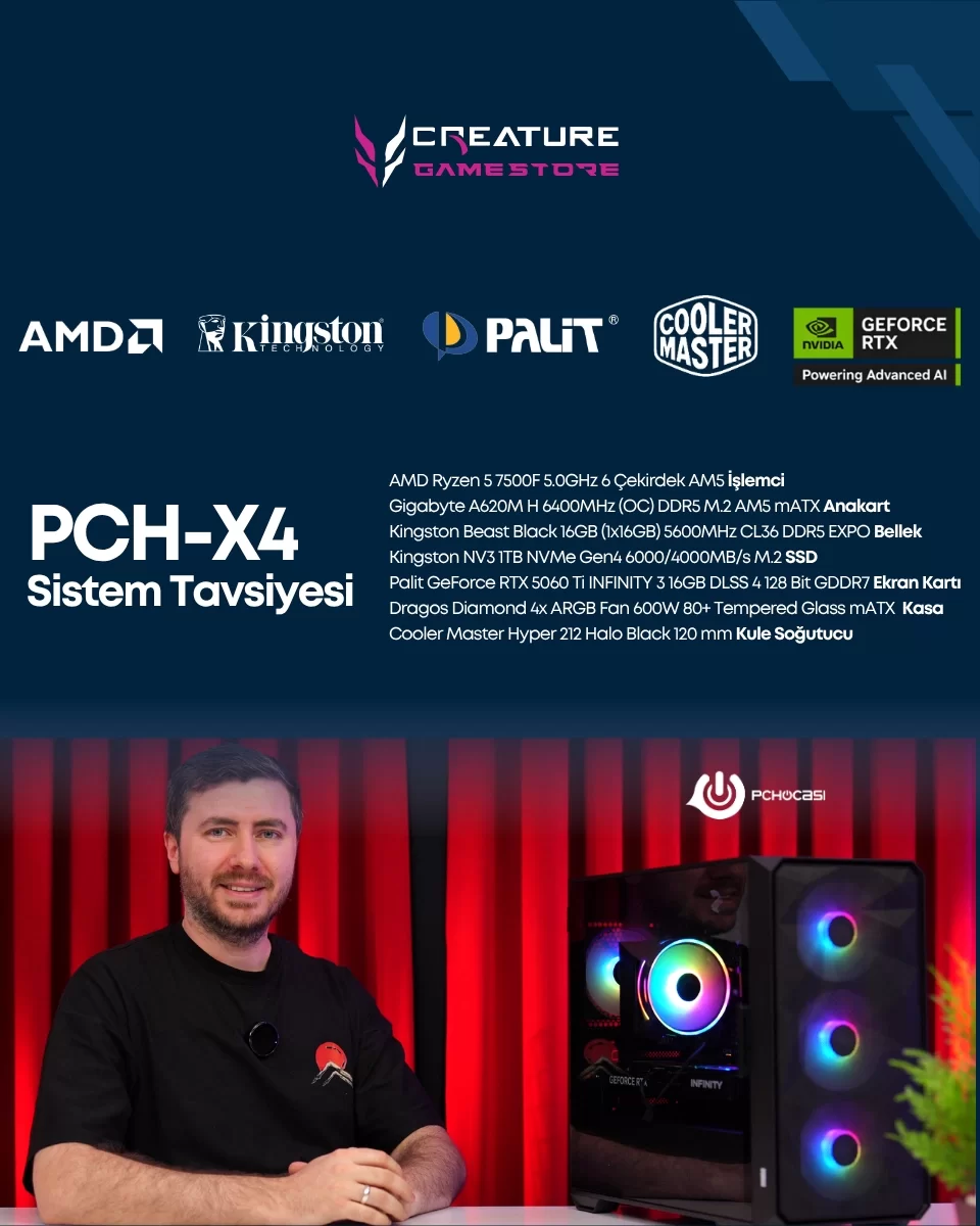 PCH-X4 Sistem Tavsiyesi – AMD Ryzen 7500F & RTX 5060 Ti DLSS 4