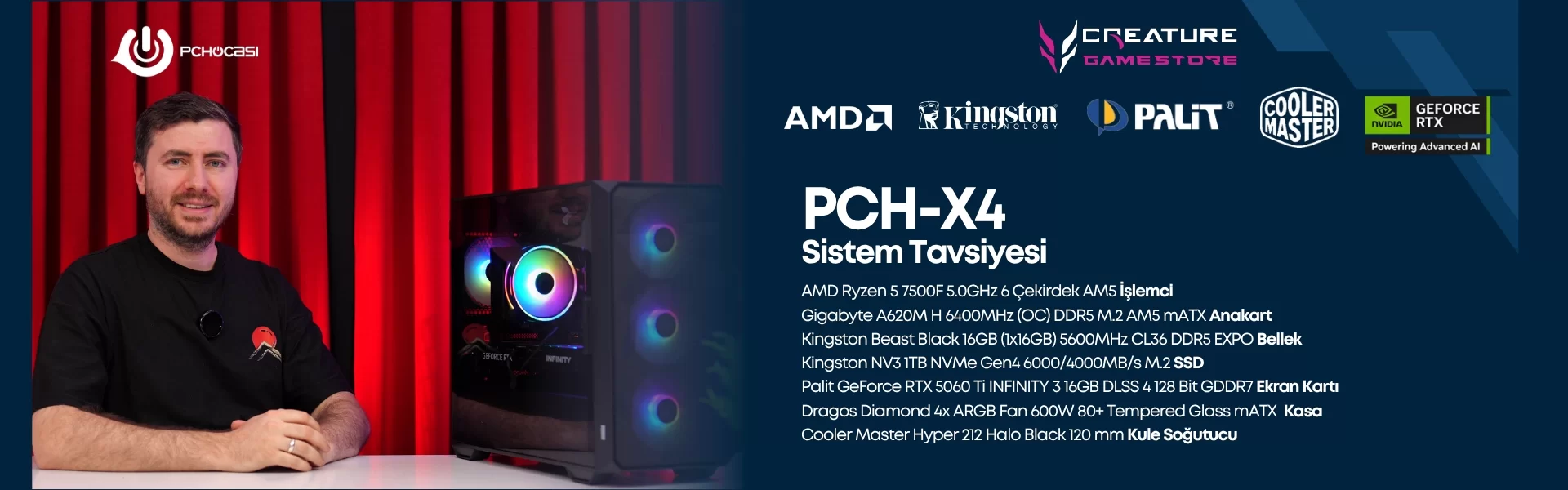 PCH-X4 Sistem Tavsiyesi – AMD Ryzen 7500F & RTX 5060 Ti DLSS 4