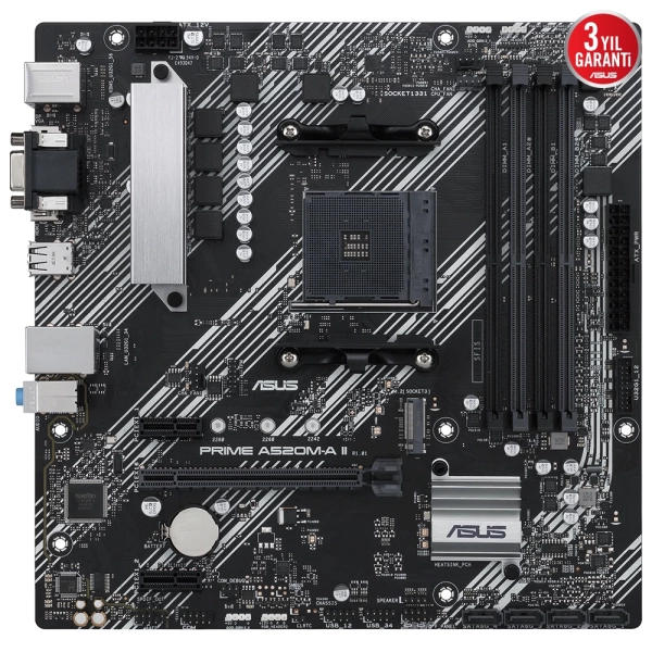 Asus Prime A520M-A II/CSM DDR4 4800MHz RGB M.2 AM4 mATX Anakart