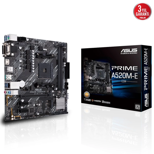 Asus Prime A520M-E CSM DDR4 4400MHz M.2 AM4 mATX Anakart