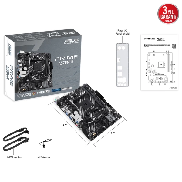 Asus Prime A520M-R DDR4 5100mhz (OC) M.2 AM4 mATX Anakart