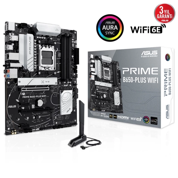 Asus Prime B650 Plus Wi-Fi DDR5 7600MHz (OC) M.2 AM5 ATX Anakart