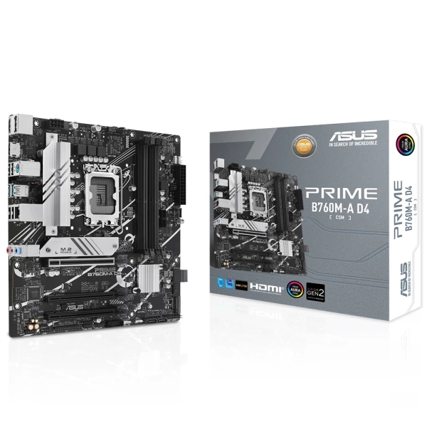 Asus Prime B760M-A D4-CSM DDR4 5333MHz (OC) RGB M.2 1700p mATX Anakart