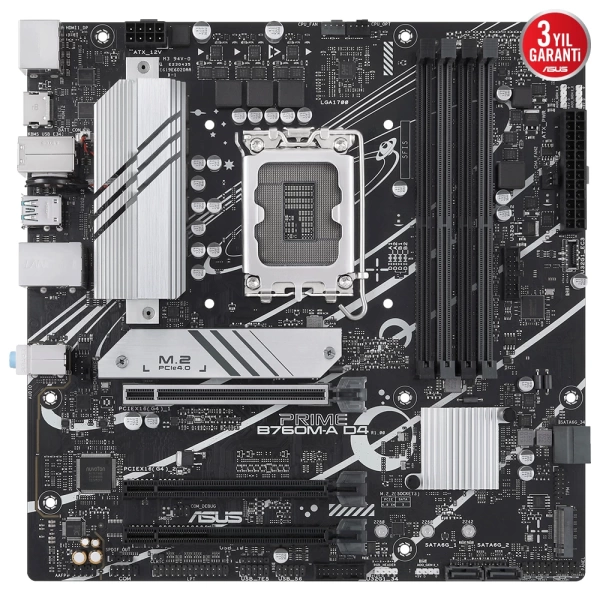 Asus Prime B760M-A DDR4 5333MHz (OC) RGB M.2 1700p mATX Anakart