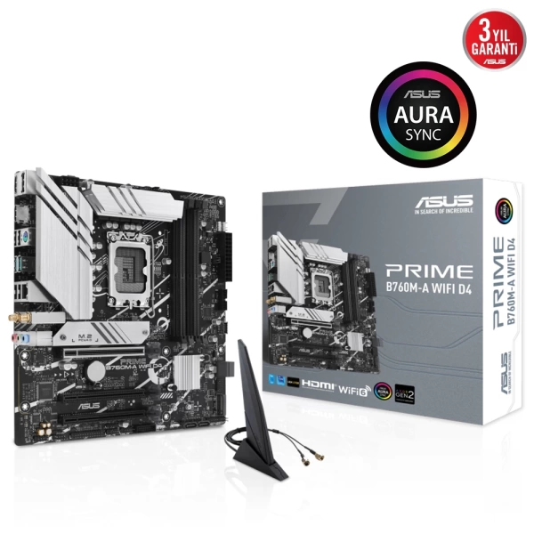 Asus Prime B760M-A WIFI D4 DDR4 5333MHz (OC) M.2 LGA1700 mATX Anakart