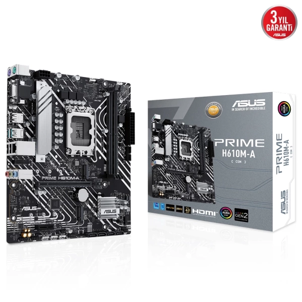 Asus Prime H610M-A-CSM DDR4 3200MHz (OC) RGB M.2 1700p mATX Anakart