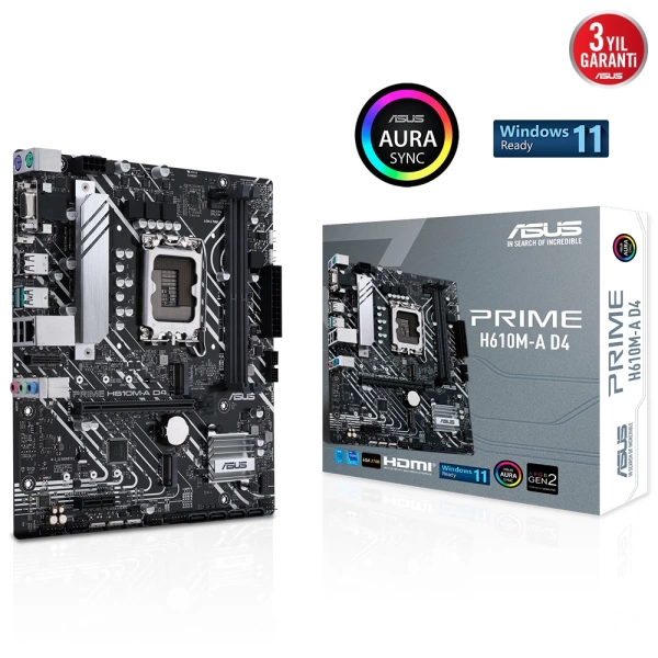 Asus Prime H610M-A DDR4 3200MHz (OC) M.2 1700p mATX Anakart