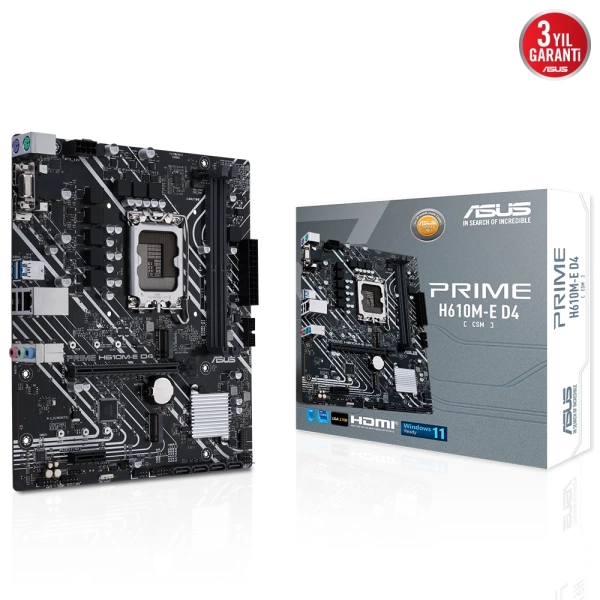 Asus Prime H610M-E D4-CSM DDR4 3200MHz (OC) M.2 1700p mATX Anakart