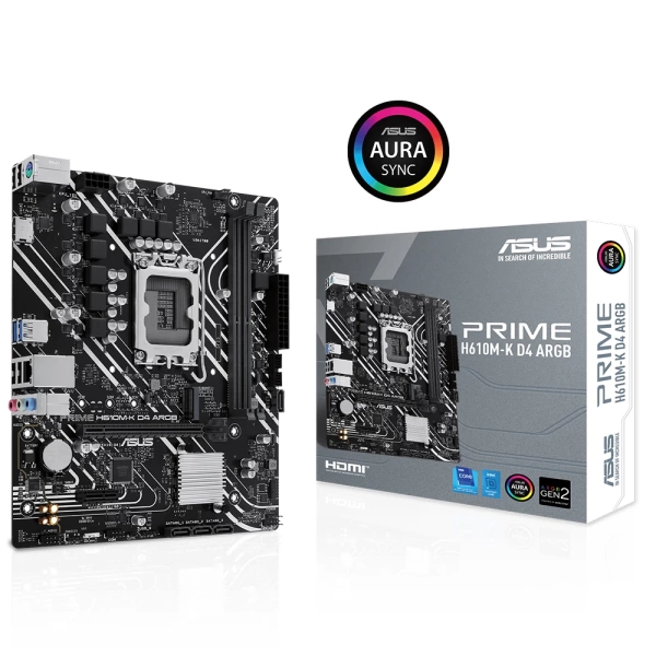 Asus Prime H610M-K ARGB D4 3200mhz (OC) M.2 1700p mATX Anakart