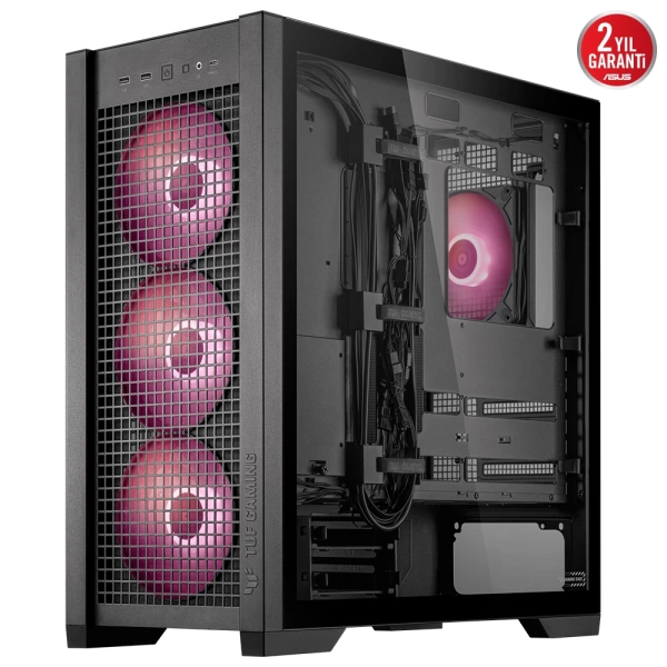 Asus TUF Gaming GT302 ARGB Temperli Cam Siyah E-ATX Mid Tower Kasa