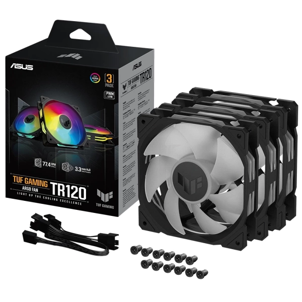 Asus TUF Gaming TR120 ARGB Siyah 120mm 3lü Set Kasa Fanı