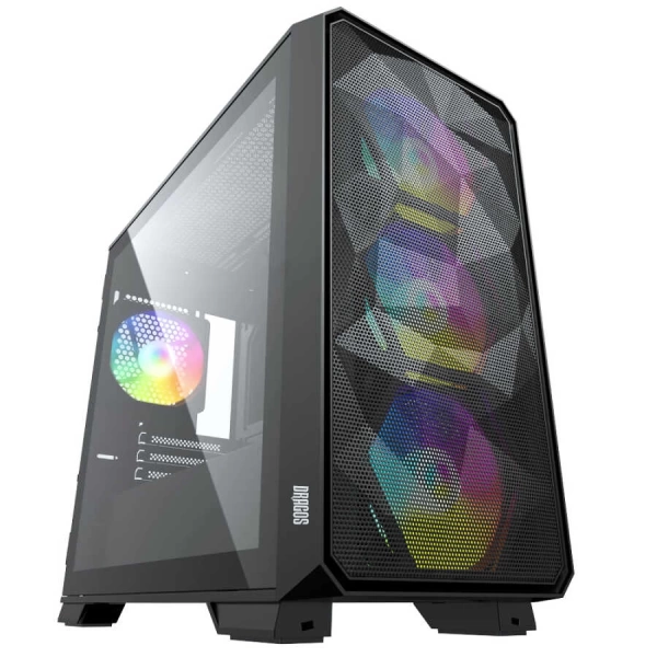 Dragos Diamond 4x ARGB Fan USB 3.0 600W 80+ Plus Mesh Tempered Glass mATX Oyuncu Bilgisayar Kasası