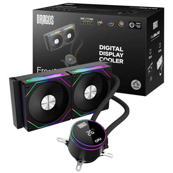 Dragos FrostBite 240 Black ARGB Digital 240mm Intel-AMD Uyumlu Sıvı Soğutucu