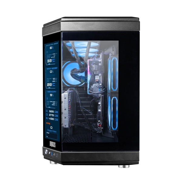 Dragos North Evo Vision LCD Ekran 7x ARGB Fan Type C ATX Mid Tower Panoramik Temperli Cam Gaming Siyah Kasa