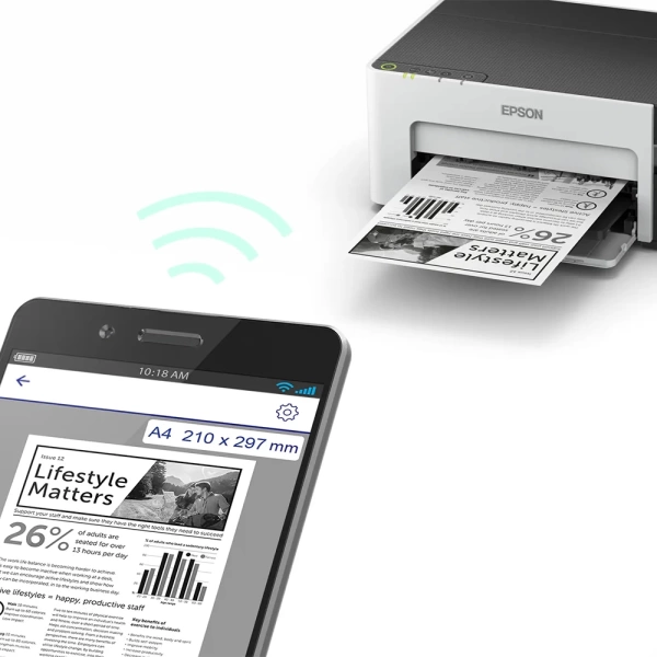 Epson M1120 ECOTANK WiFi Mürekkep Tanklı Mono Yazıcı (C11CG96404)