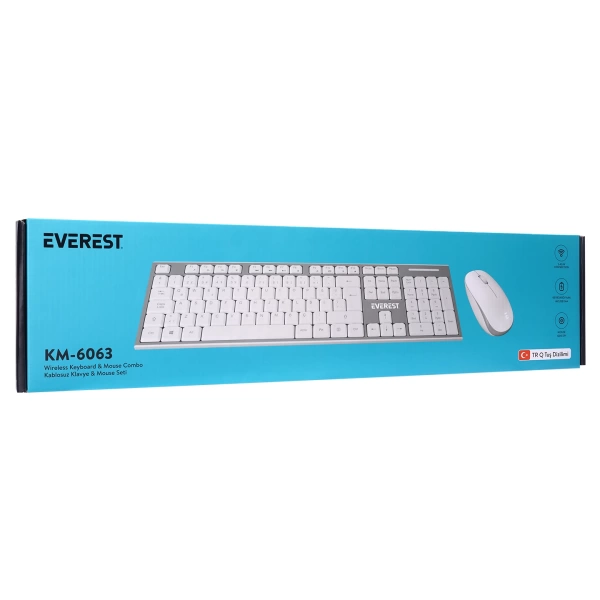 Everest KM-6063 Beyaz/Gri Kablosuz Q Multimedia Klavye + Mouse Set