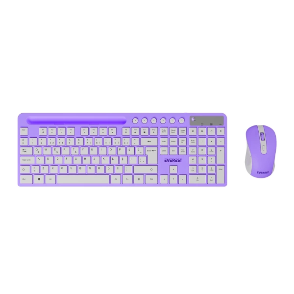 Everest KM-730 Pembe/Beyaz Kablosuz Q Multimedia Klavye + Mouse Set