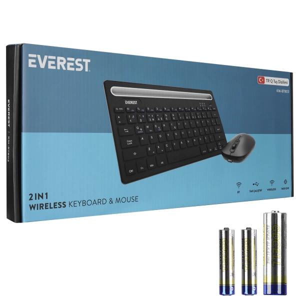 Everest KM-BT803 Siyah  Q Multimedia Kablosuz Klavye Mouse Set