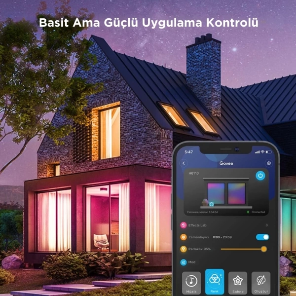 Govee 10 Metre Wi-Fi ve Bluetooth RGB LED Şerit Işık (Alexa ve Google Assistant Uyumlu) H61103A3