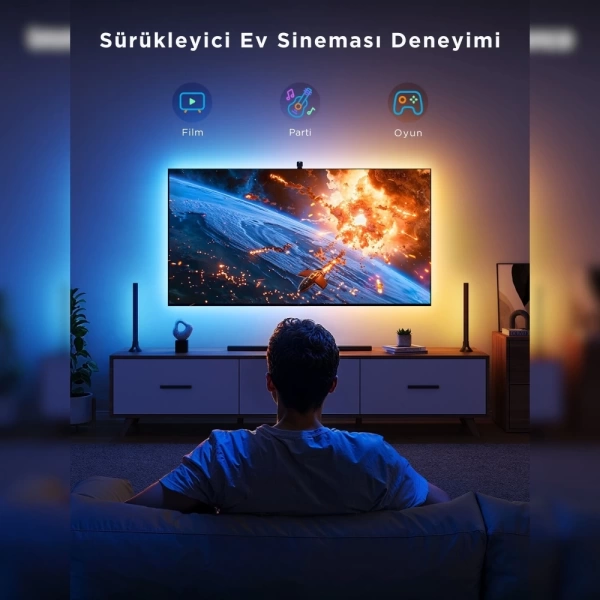 Govee Arka Aydınlatma 3 Lite Kit TV LED 55-65 inç (Wi-Fi ve Bluetooth Destekli, Alexa ve Google Assistant Uyumlu) H605A311