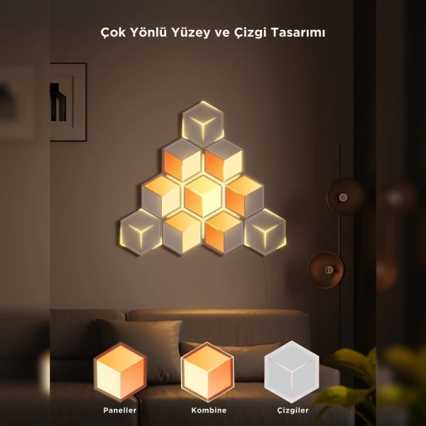 Govee Glide Hexa Ultra LED Aydınlatma Panel (7li Paket, Wi-Fi ve Bluetooth Destekli, Alexa ve Google Assistant Uyumlu) H606AC81