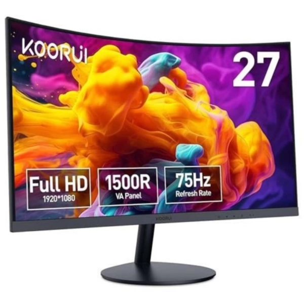 Koorui 27 27N5CA Curved VA Panel 5ms 75Hz HDMI, VGA 1500R 1080p FreeSync Siyah Monitör