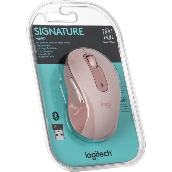 Logitech M650 Signature Pembe Sessiz Küçük Boy Sağ El Kablosuz Mouse