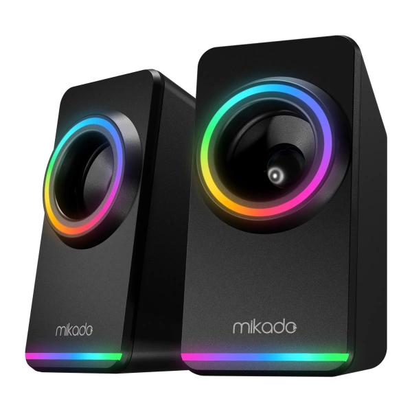 Mikado MD-182 2.0 3W*2 Siyah RGB Aydınlatmalı USB + 3.5mm USB 5V Hoparlör