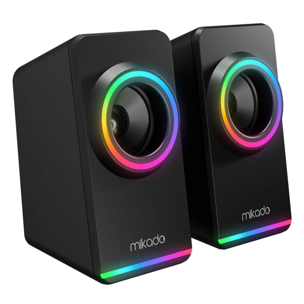 Mikado MD-182 2.0 3W*2 Siyah RGB Aydınlatmalı USB + 3.5mm USB 5V Hoparlör