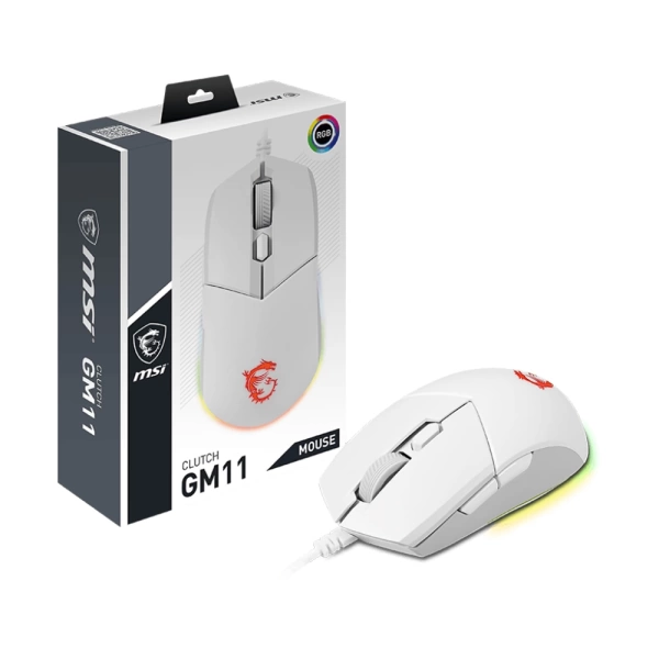 MSI Clutch GM11 White RGB Kablolu Gaming Mouse