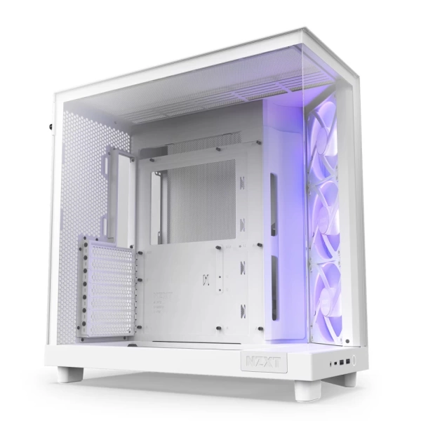 NZXT H6 Flow RGB Beyaz Temperli Cam USB 3.2 ATX Mid Tower Kasa