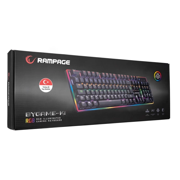 Rampage BYGAME-K1 RGB Led Frame Rainbow Mekanik Red Switch Gaming Oyuncu Klavyesi