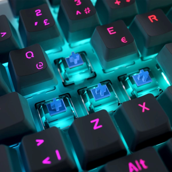 Rampage Carbon Siyah RGB Q Bilek  Destekli Blue Switch Gaming Oyuncu Klavye