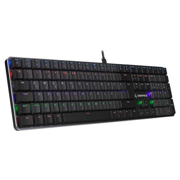 Rampage GRANITE PRO Siyah/Gri Low Profile RED SWITCH Q Rainbow Mekanik Gaming Oyuncu Klavye