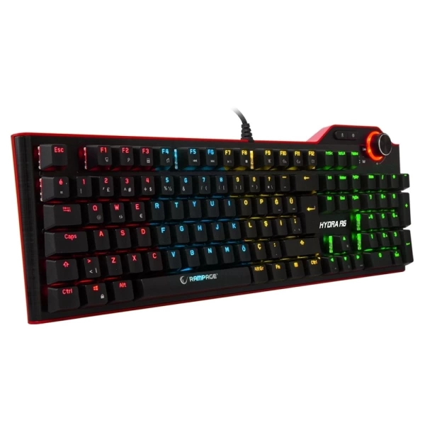 Rampage Hydra R6 Full Color RGB LED Blue Switch Aluminyum Kaplama Multimedia Mekanik Klavye