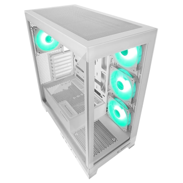 Rampage HYDRA V2 WHITE Type-C+USB3.0 Temperli 4*ARGB Infinity Fan+Hub E-ATX Exclusive Gaming Kasa