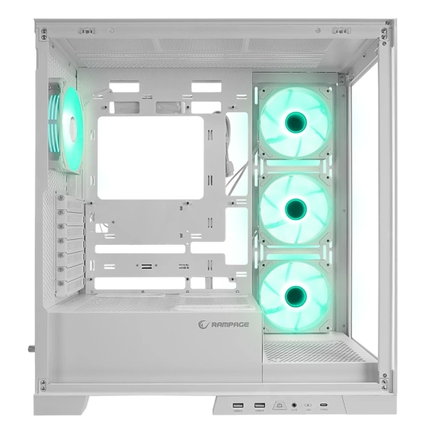 Rampage HYDRA V2 WHITE Type-C+USB3.0 Temperli 4*ARGB Infinity Fan+Hub E-ATX Exclusive Gaming Kasa