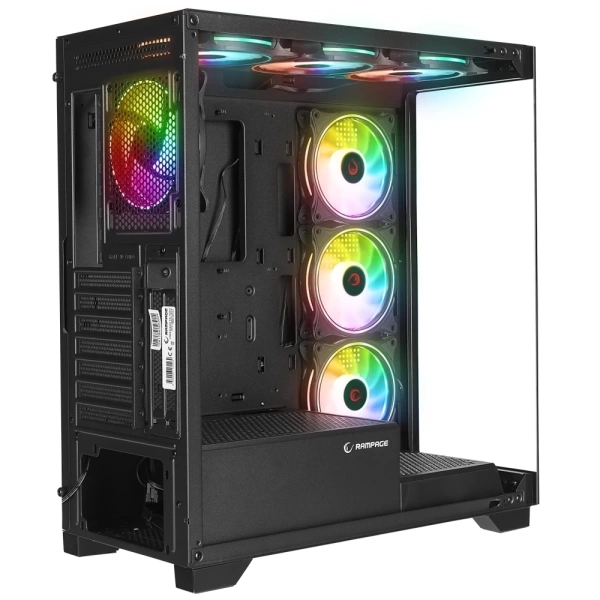 Rampage HYDRA V3 BLACK Camlı 7*12cm RGB Fan ATX Gaming Kasa