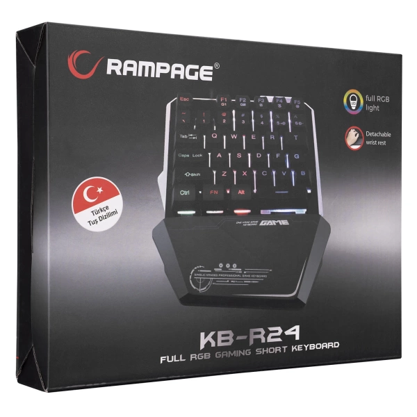 Rampage KB-R24 X-MINI RGB Zemin Aydınlatmalı Metal Taban Gövdeli Mini Gaming Oyuncu Klavyesi