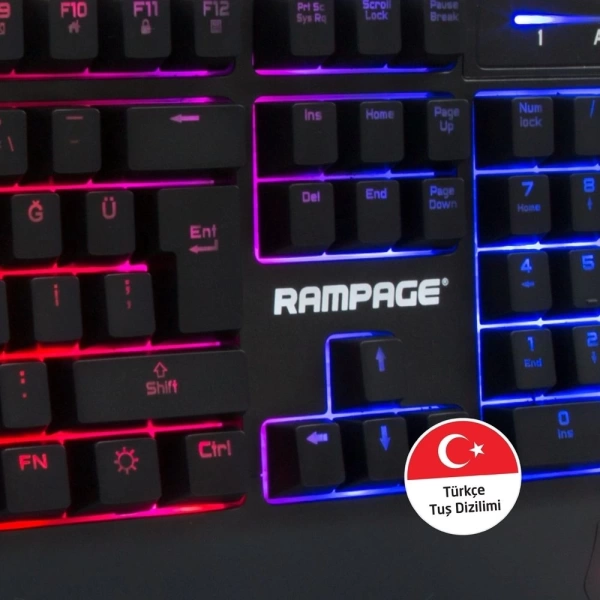 Rampage KB-R34 WINNER Semi Mekanik Q Rainbow Işıklı Gaming Oyuncu Klavyesi